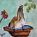 Sparrow on a Birdbath